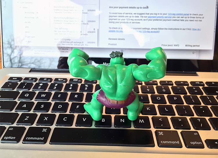 The Hulk smashing a computer