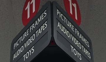 A sign for audio and video tapes