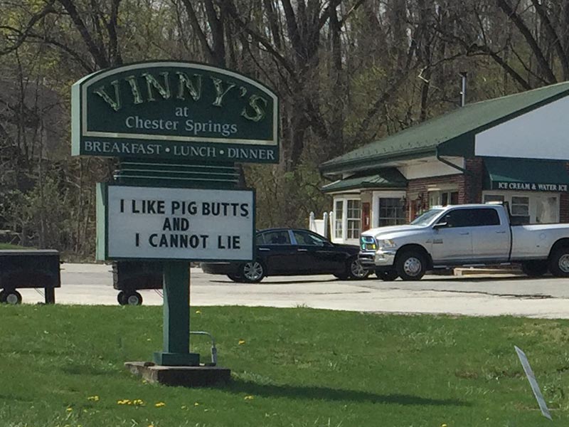 A sign reading "I like big butts and I cannot lie"