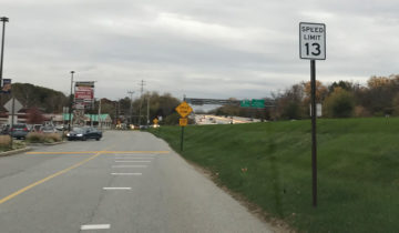 A 13-mph speed limit sign