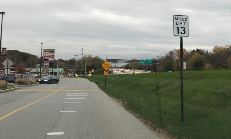A 13-mph speed limit sign